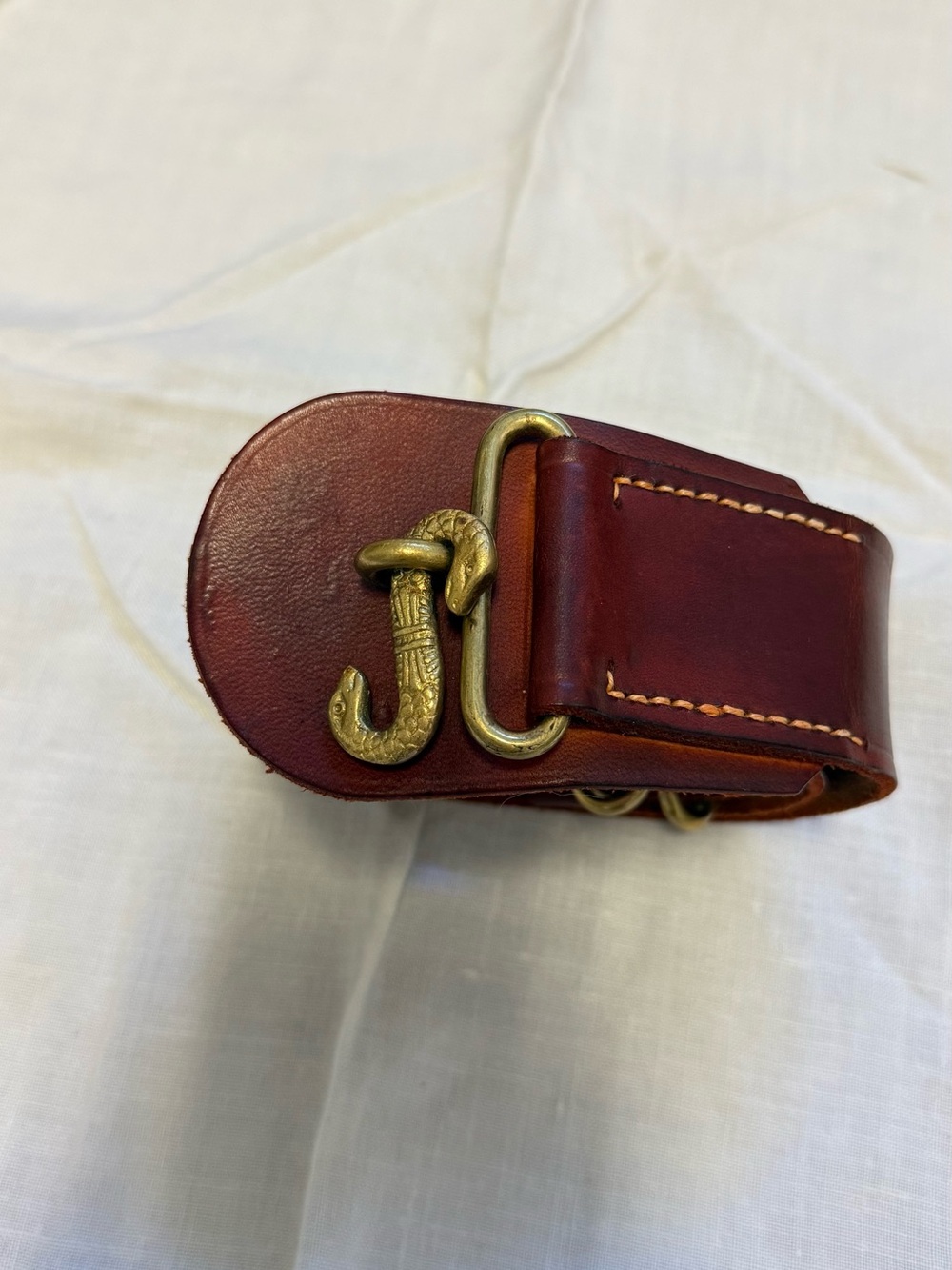 Hand Crafted Leather Belt Pouch in Dark Brown with Brass Snake Hook